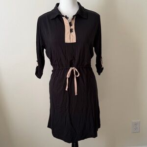 Duffield Lane Black and Tan Button-Up dress